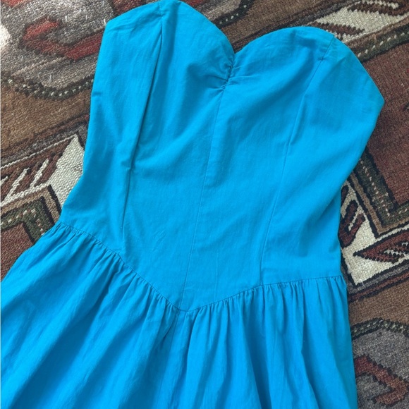 Vintage Diamonds Run Blue Strapless Basque Waist Corset Dress ( - Picture 2 of 6